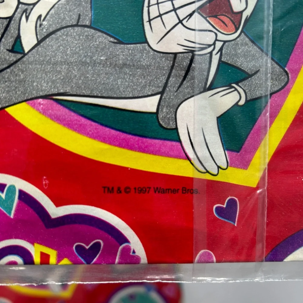 Vintage 90s Gift Wrap Looney Tones Square New Set of 3 Valentine's Day Theme